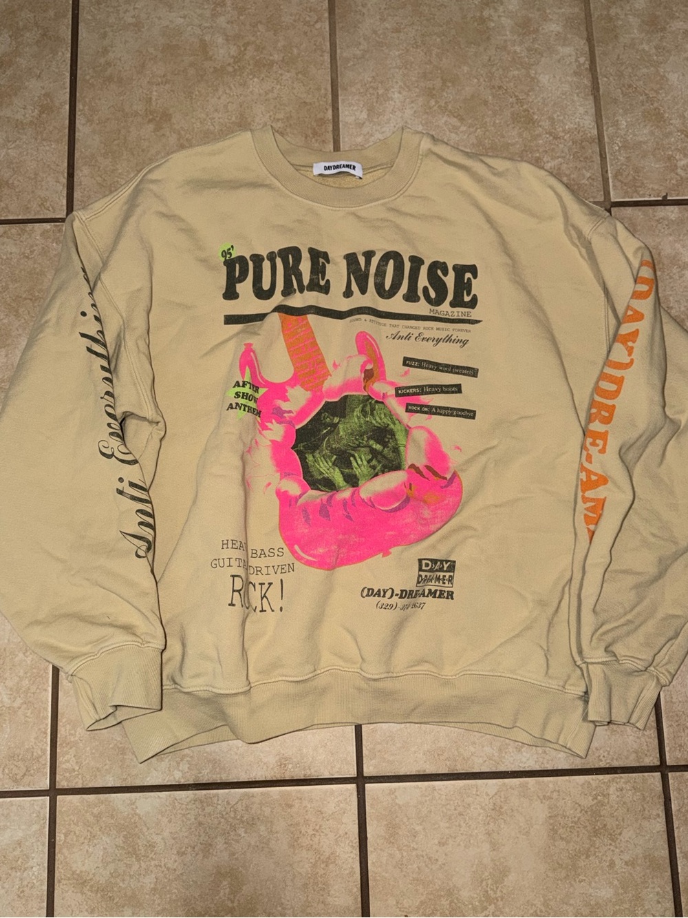 Pure Noise Boyfriend Crew in Khaki size Large